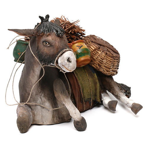 Ruhender Esel, für 30 cm Krippe von Angela Tripi, Terrakotta 3