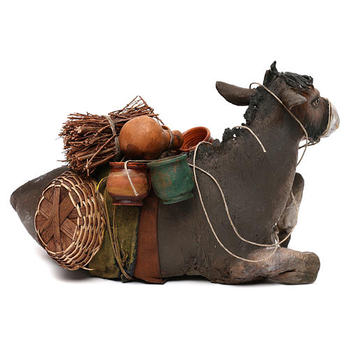 Ruhender Esel, für 30 cm Krippe von Angela Tripi, Terrakotta 4