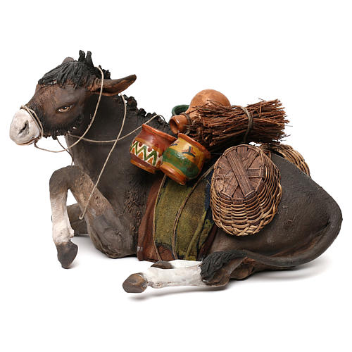 Laying donkey 30cm, Angela Tripi Nativity figurine 1