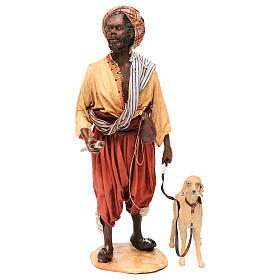 Diener mit Hund, für 30 cm Krippe von Angela Tripi, Terrakotta