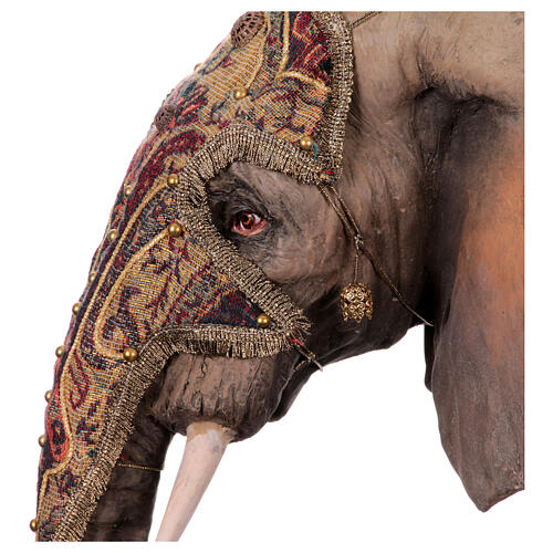 Heiliger König mit Diener auf Elefanten reitend, für 30 cm Krippe von Angela Tripi, Terrakotta 10