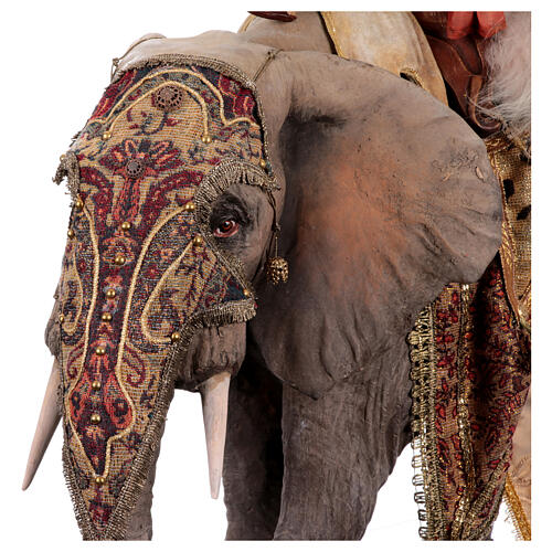 Heiliger König mit Diener auf Elefanten reitend, für 30 cm Krippe von Angela Tripi, Terrakotta 15