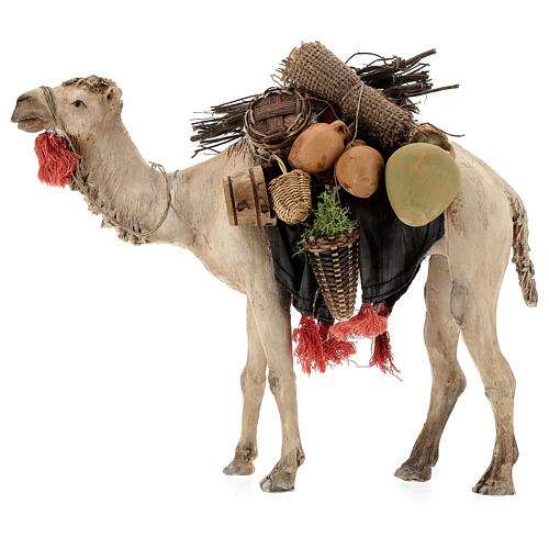 Kamel mit Last beladen, für 18 cm Krippe von Angela Tripi, Terrakotta 1