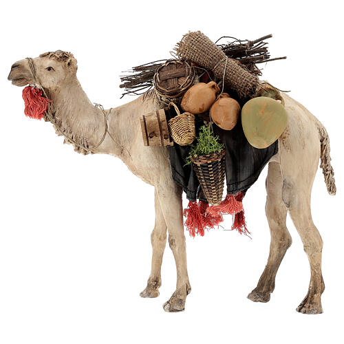 Kamel mit Last beladen, für 18 cm Krippe von Angela Tripi, Terrakotta 3