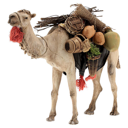 Kamel mit Last beladen, für 18 cm Krippe von Angela Tripi, Terrakotta 7