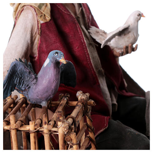 Vogelhändler mit Käfig, für 30 cm Krippe von Angela Tripi, Terrakotta 13