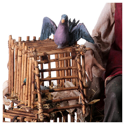 Vogelhändler mit Käfig, für 30 cm Krippe von Angela Tripi, Terrakotta 14
