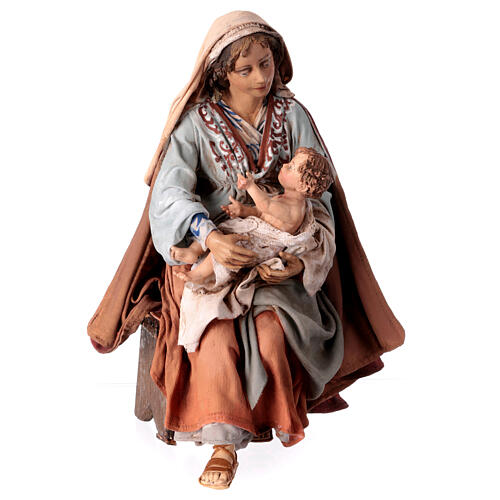 Sainte Vierge avec enfant Jésus sur les genoux 30 cm Angela Tripi 1