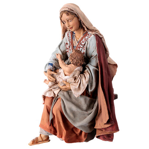 Sainte Vierge avec enfant Jésus sur les genoux 30 cm Angela Tripi 5