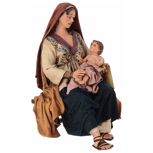 Maria com Menino nos joelhos Angela Tripi Presépio com figuras de altura média 30 cm 1