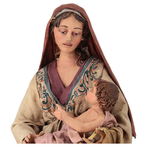 Maria com Menino nos joelhos Angela Tripi Presépio com figuras de altura média 30 cm 2
