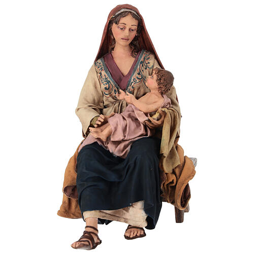 Maria com Menino nos joelhos Angela Tripi Presépio com figuras de altura média 30 cm 3