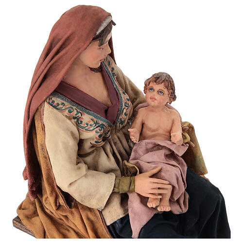 Maria com Menino nos joelhos Angela Tripi Presépio com figuras de altura média 30 cm 4