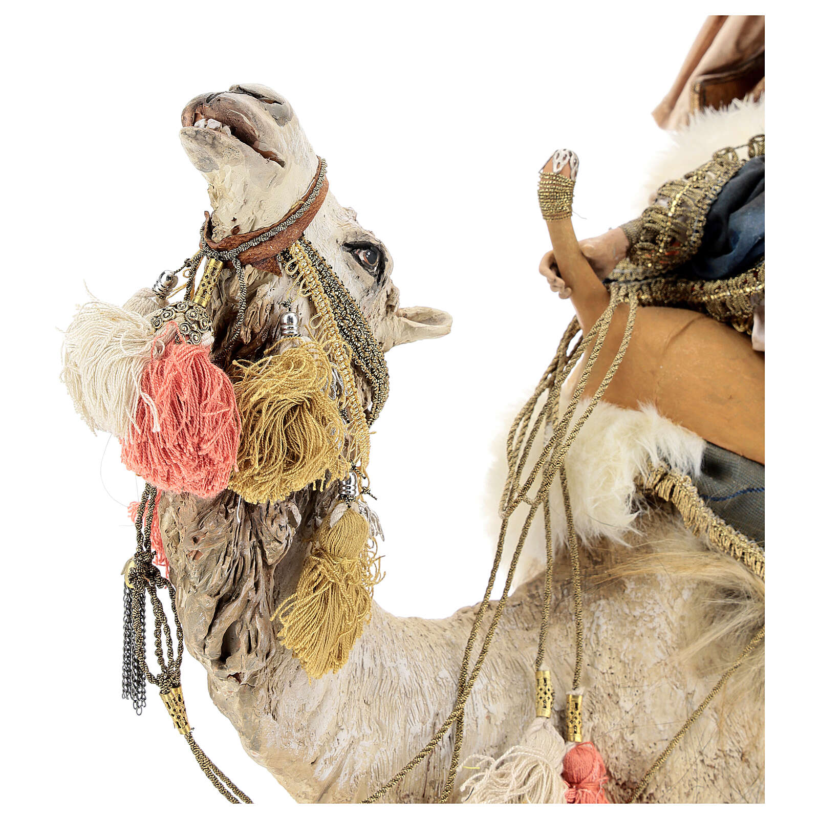 Figurine Crèche Angela Tripi 30 Cm - Roi Mage En Terre Cuite Et Tissu - Fabriqué En Italie