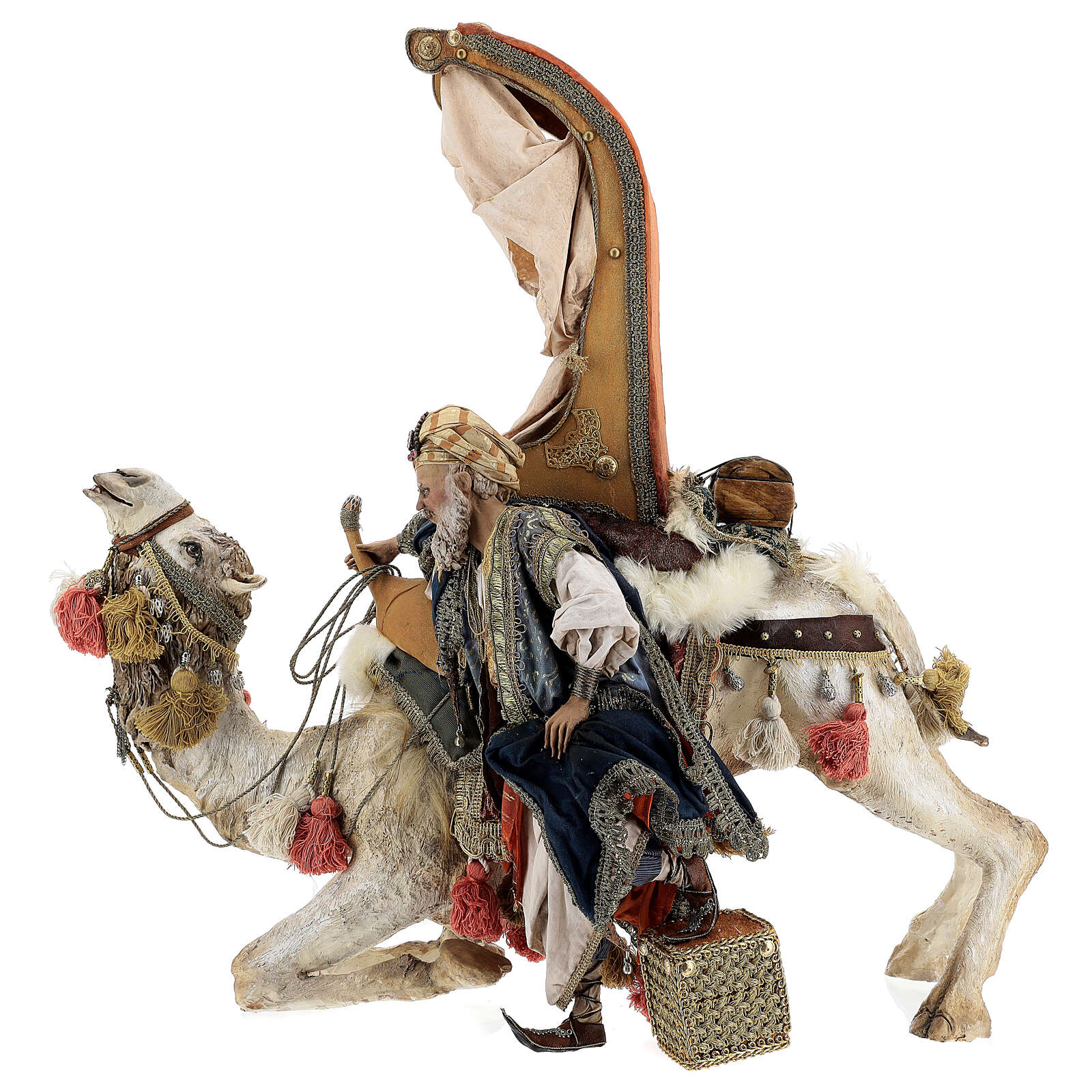 Figurine Crèche Angela Tripi 30 Cm - Roi Mage En Terre Cuite Et Tissu - Fabriqué En Italie