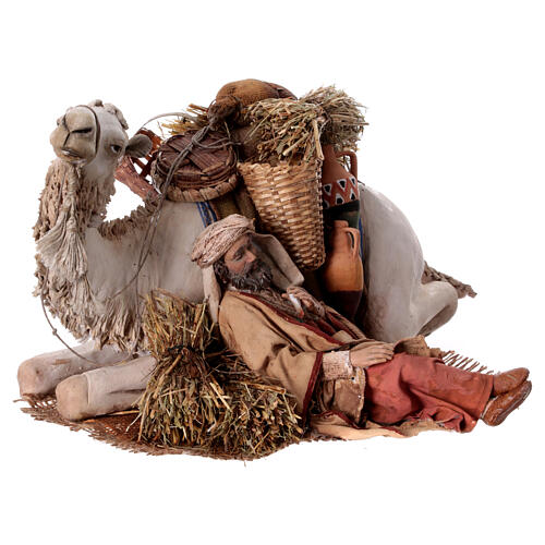 Lagerndes Kamel und Schlafender, für 18 cm Krippe von Angela Tripi, Terrakotta 3