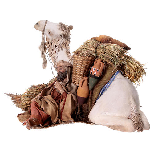 Lagerndes Kamel und Schlafender, für 18 cm Krippe von Angela Tripi, Terrakotta 5