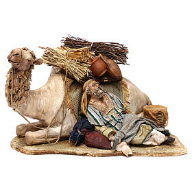 Camel crouching next to Sleeping Man 18cm Angela Tripi