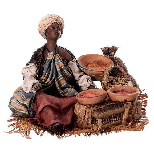 Sitzende Verkäuferin, für 18 cm Krippe von Angela Tripi, Terrakotta 1