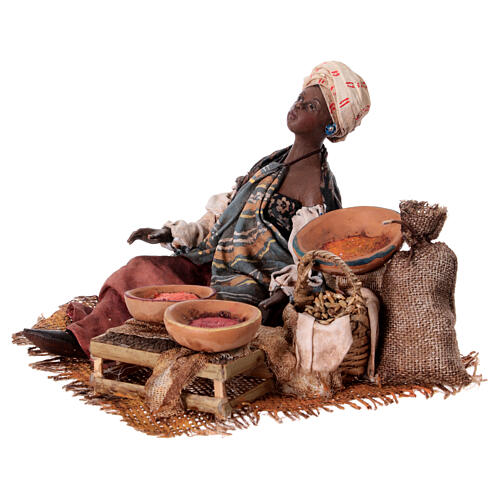 Sitzende Verkäuferin, für 18 cm Krippe von Angela Tripi, Terrakotta 5