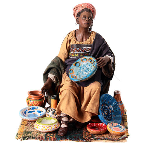 Moor Woman sitting with pottery 18cm Angela Tripi 1