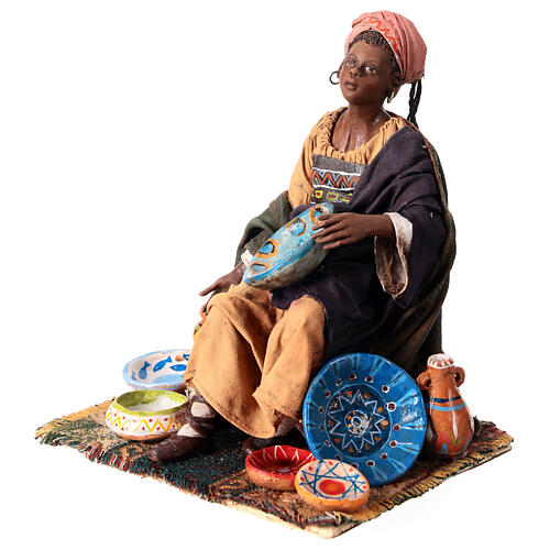 Moor Woman sitting with pottery 18cm Angela Tripi 3