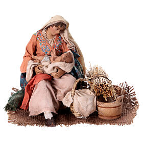 Maria mit Kind im Arm, für 18 cm Krippe von Angela Tripi, Terrakotta