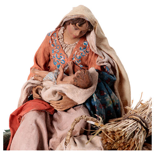 Maria mit Kind im Arm, für 18 cm Krippe von Angela Tripi, Terrakotta 4