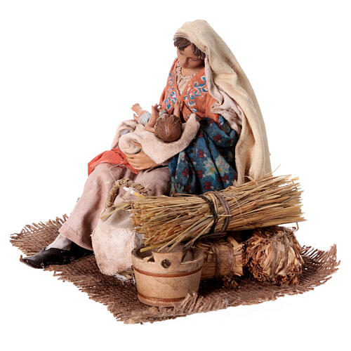 Maria mit Kind im Arm, für 18 cm Krippe von Angela Tripi, Terrakotta 5