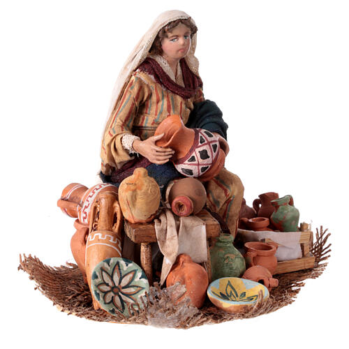 Keramikverkäuferin, für 13 cm Krippe von Angela Tripi, Terrakotta 4