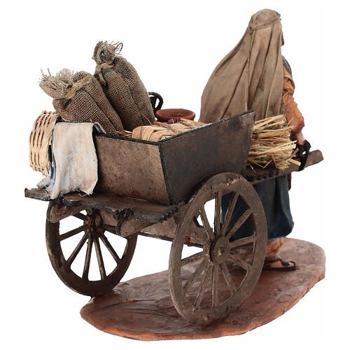 Hirte mit Karren, für 13 cm Krippe von Angela Tripi, Terrakotta 5