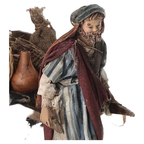 Hirte mit Karren, für 13 cm Krippe von Angela Tripi, Terrakotta 2