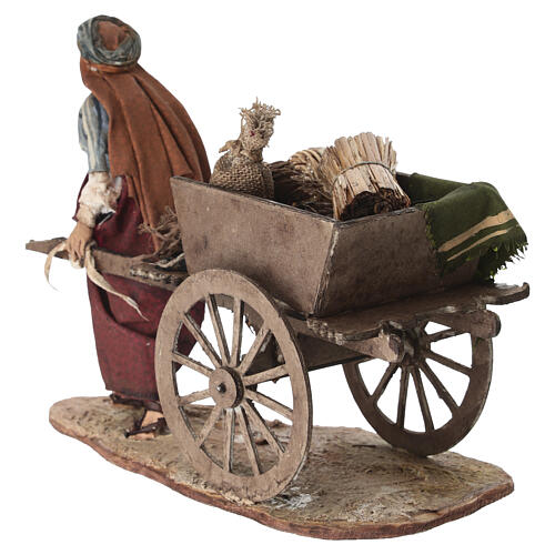 Hirte mit Karren, für 13 cm Krippe von Angela Tripi, Terrakotta 8