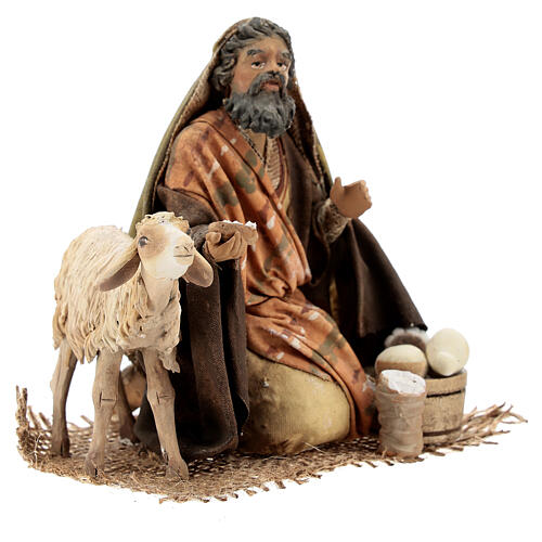 Kniender Hirte mit Schaf, für 13 cm Krippe von Angela Tripi, Terrakotta 4