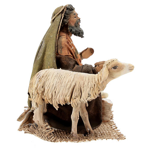 Kniender Hirte mit Schaf, für 13 cm Krippe von Angela Tripi, Terrakotta 5