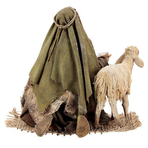 Kniender Hirte mit Schaf, für 13 cm Krippe von Angela Tripi, Terrakotta 6
