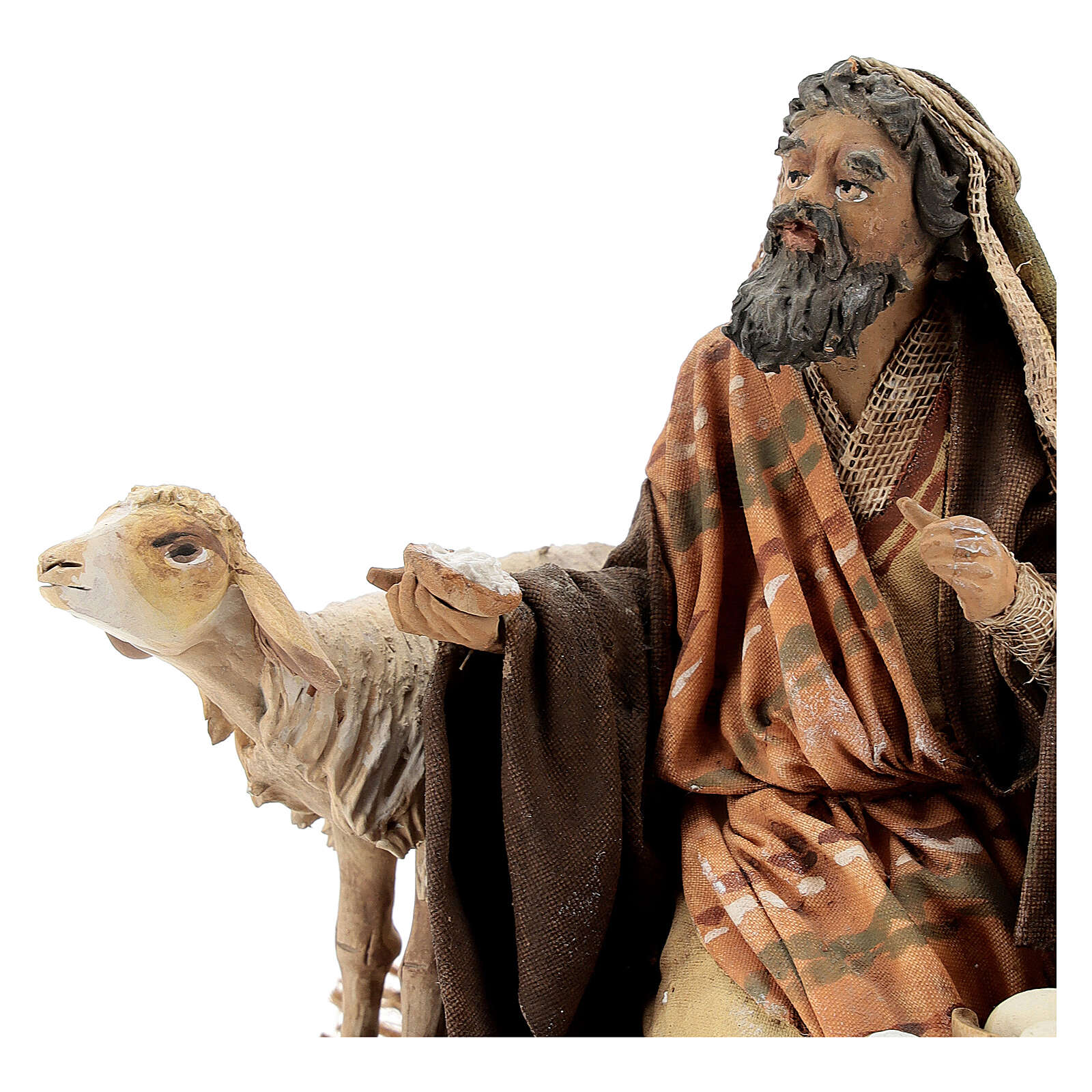 Shepherd kneeling with Sheeps 13cm Angela Tripi | online sales on