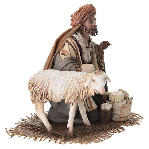 Shepherd kneeling with Sheeps 13cm Angela Tripi 2