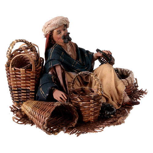 Korbhändler, für 13 cm Krippe von Angela Tripi, Terrakotta 3