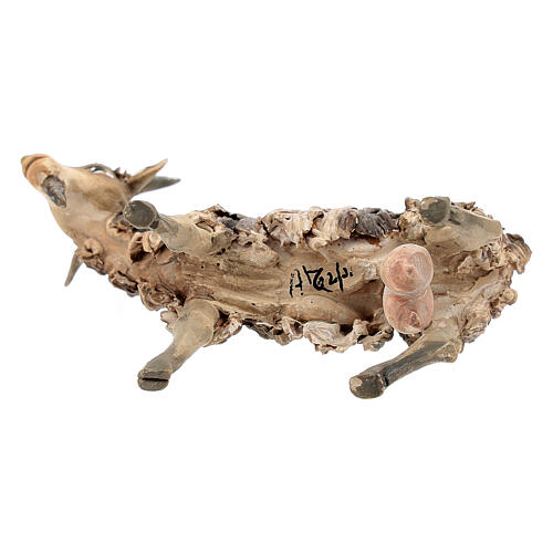 Ziege mit weiß-braunem Fell und erhobenem Kopf, für 13 cm Krippe von Angela Tripi, Terrakotta 6