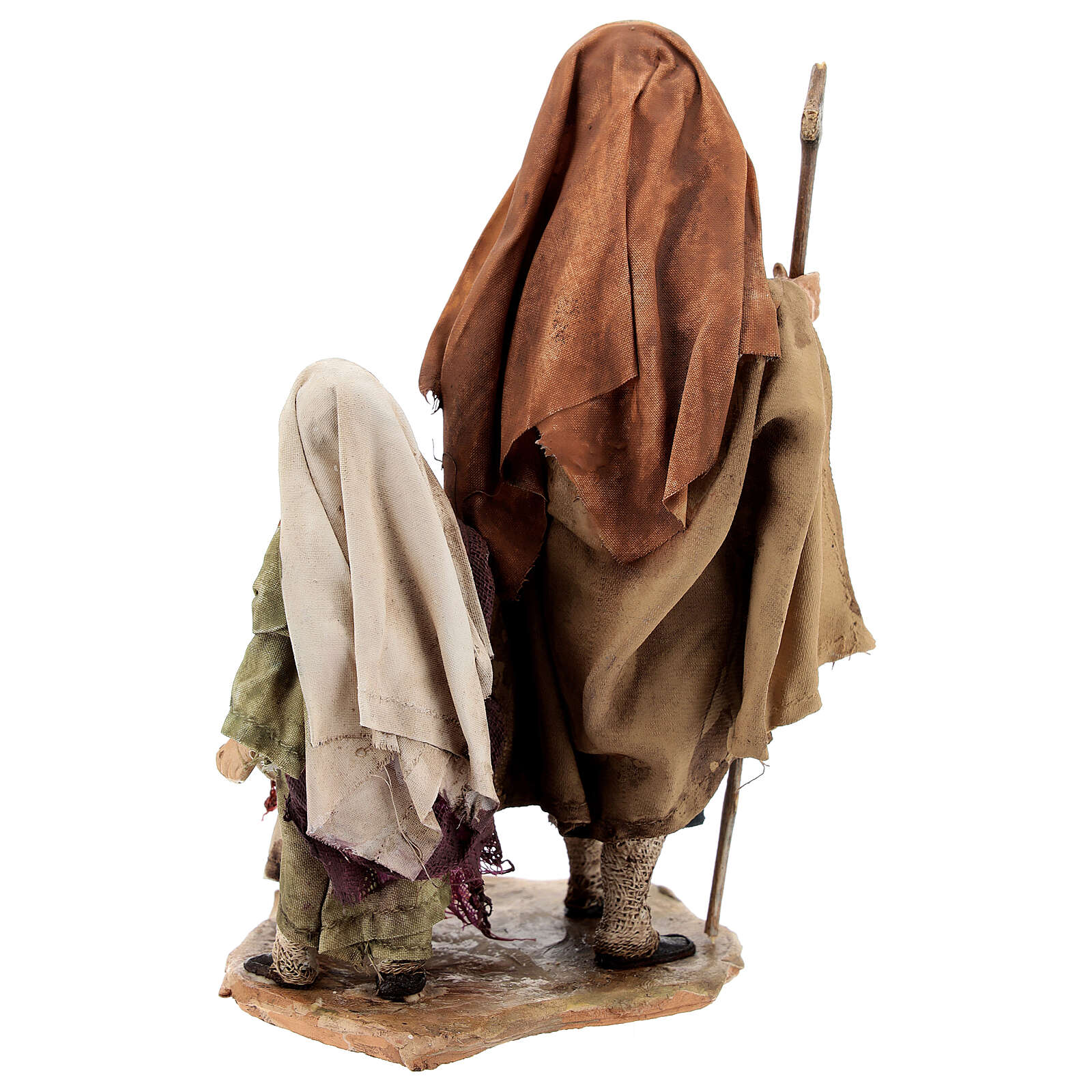 Nativity scene figurine, shepherd with two little children 13 cm made