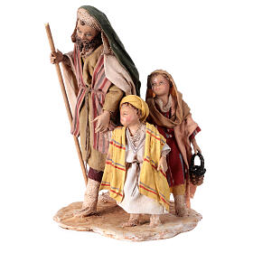 Nativity scene figurine, shepherd with two little children 13 cm made by Angela Tripi.