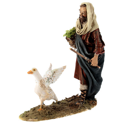 Nativity scene figurine, shepherd chasing after a goose, 13 cm made by Angela Tripi 3