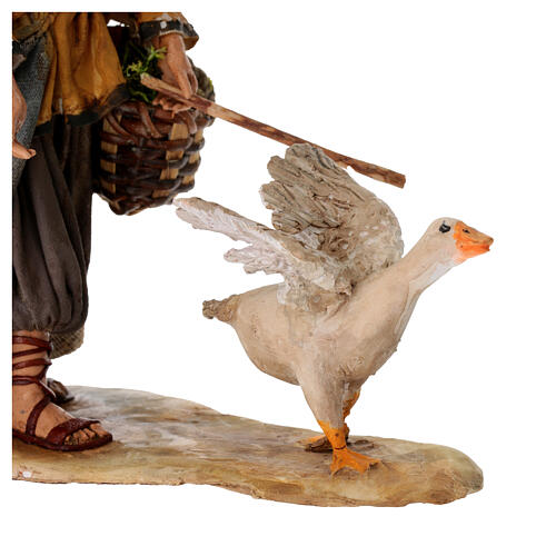 Nativity scene figurine, shepherd chasing after a goose, 13 cm made by Angela Tripi 4