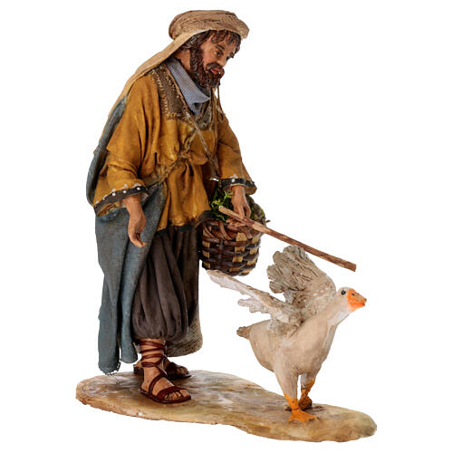 Nativity scene figurine, shepherd chasing after a goose, 13 cm made by Angela Tripi 5