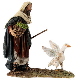 Nativity scene figurine, shepherd chasing after a goose, 13 cm made by Angela Tripi
