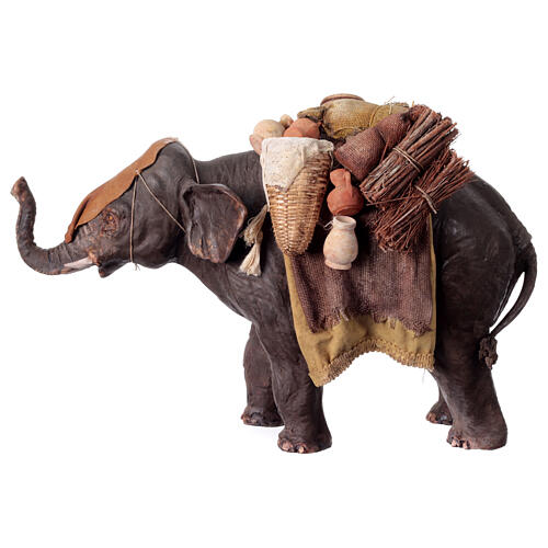 Elefant mit Last, für 13 cm Krippe von Angela Tripi, Terrakotta 1