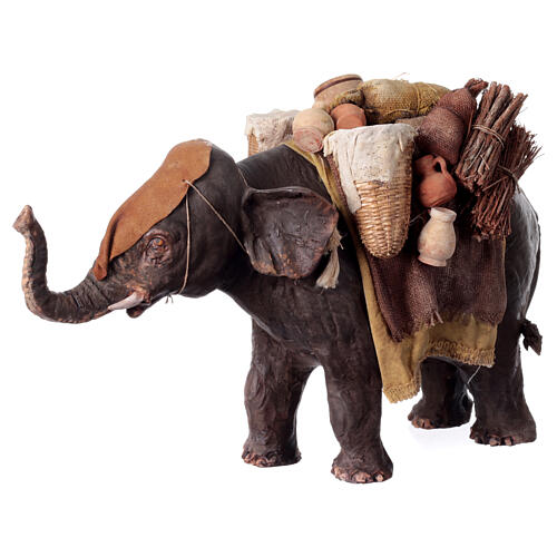 Elefant mit Last, für 13 cm Krippe von Angela Tripi, Terrakotta 3