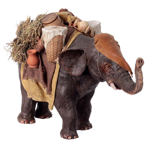 Elefant mit Last, für 13 cm Krippe von Angela Tripi, Terrakotta 5