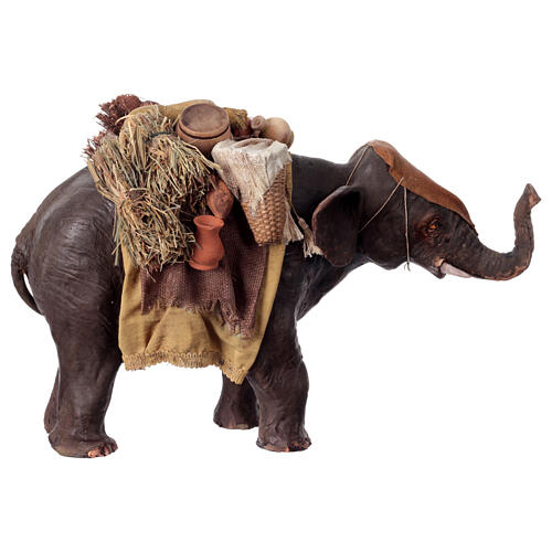 Elefant mit Last, für 13 cm Krippe von Angela Tripi, Terrakotta 6
